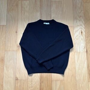 Zara Women’s Navy Ribbed Crewneck Sweater